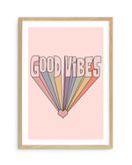 Good Vibes Retro Art Print-PRINT-Olive et Oriel-Olive et Oriel-A5 | 5.8" x 8.3" | 14.8 x 21cm-Oak-With White Border-Buy-Australian-Art-Prints-Online-with-Olive-et-Oriel-Your-Artwork-Specialists-Austrailia-Decorate-With-Coastal-Photo-Wall-Art-Prints-From-Our-Beach-House-Artwork-Collection-Fine-Poster-and-Framed-Artwork