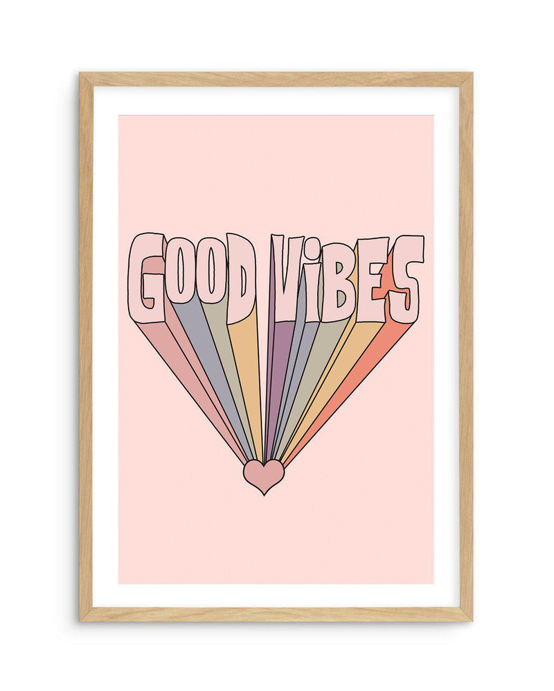 Good Vibes Retro Art Print-PRINT-Olive et Oriel-Olive et Oriel-A5 | 5.8" x 8.3" | 14.8 x 21cm-Oak-With White Border-Buy-Australian-Art-Prints-Online-with-Olive-et-Oriel-Your-Artwork-Specialists-Austrailia-Decorate-With-Coastal-Photo-Wall-Art-Prints-From-Our-Beach-House-Artwork-Collection-Fine-Poster-and-Framed-Artwork