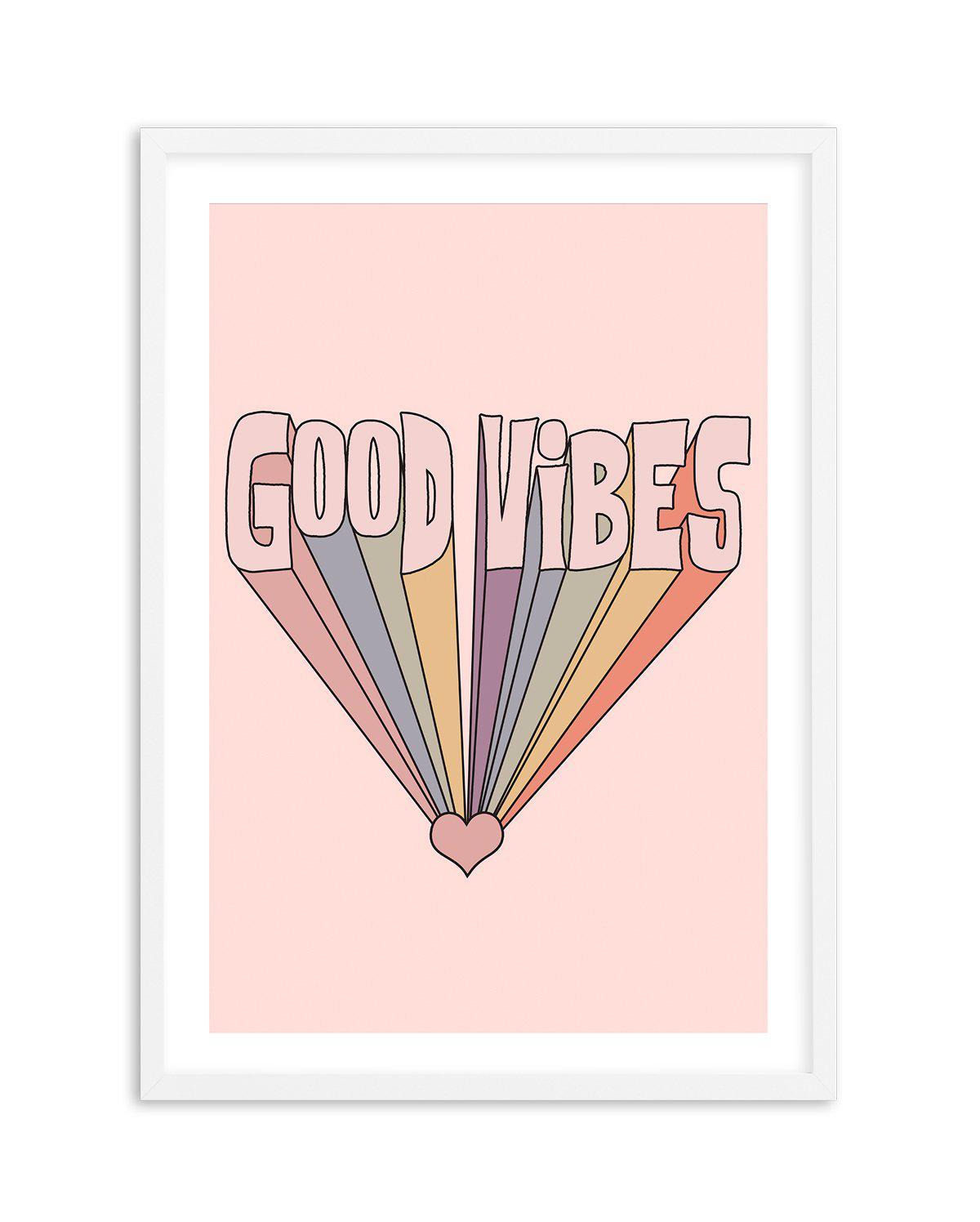 Good Vibes Retro Art Print-PRINT-Olive et Oriel-Olive et Oriel-A5 | 5.8" x 8.3" | 14.8 x 21cm-White-With White Border-Buy-Australian-Art-Prints-Online-with-Olive-et-Oriel-Your-Artwork-Specialists-Austrailia-Decorate-With-Coastal-Photo-Wall-Art-Prints-From-Our-Beach-House-Artwork-Collection-Fine-Poster-and-Framed-Artwork