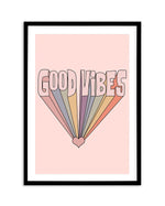 Good Vibes Retro Art Print-PRINT-Olive et Oriel-Olive et Oriel-A5 | 5.8" x 8.3" | 14.8 x 21cm-Black-With White Border-Buy-Australian-Art-Prints-Online-with-Olive-et-Oriel-Your-Artwork-Specialists-Austrailia-Decorate-With-Coastal-Photo-Wall-Art-Prints-From-Our-Beach-House-Artwork-Collection-Fine-Poster-and-Framed-Artwork