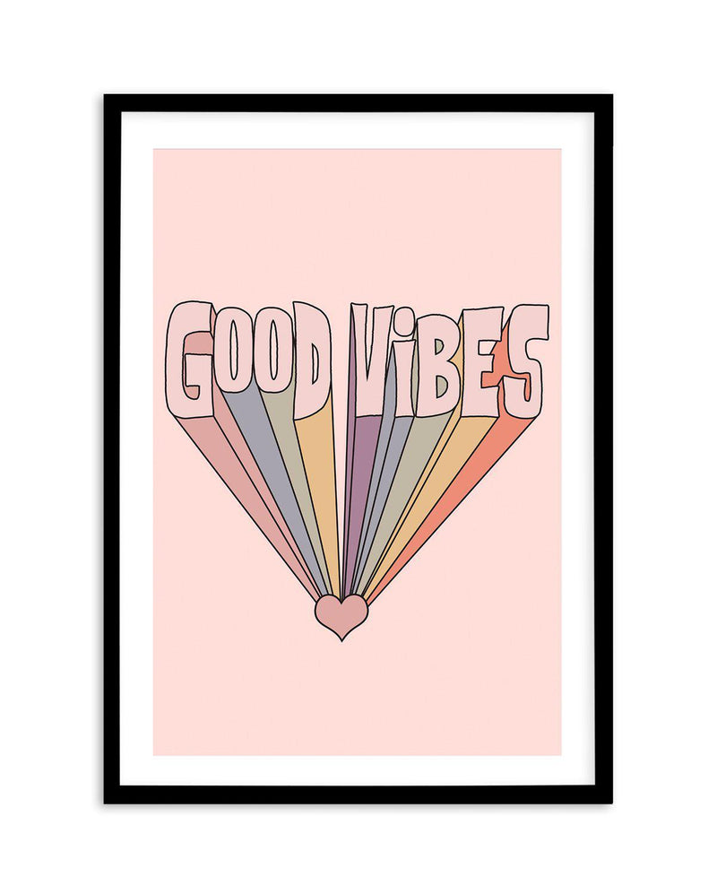 Good Vibes Retro Art Print-PRINT-Olive et Oriel-Olive et Oriel-A5 | 5.8" x 8.3" | 14.8 x 21cm-Black-With White Border-Buy-Australian-Art-Prints-Online-with-Olive-et-Oriel-Your-Artwork-Specialists-Austrailia-Decorate-With-Coastal-Photo-Wall-Art-Prints-From-Our-Beach-House-Artwork-Collection-Fine-Poster-and-Framed-Artwork