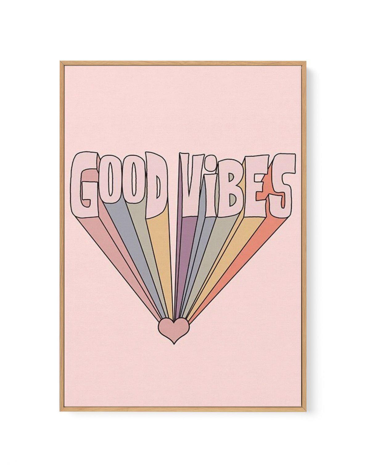 Good Vibes Retro | Framed Canvas-CANVAS-You can shop wall art online with Olive et Oriel for everything from abstract art to fun kids wall art. Our beautiful modern art prints and canvas art are available from large canvas prints to wall art paintings and our proudly Australian artwork collection offers only the highest quality framed large wall art and canvas art Australia - You can buy fashion photography prints or Hampton print posters and paintings on canvas from Olive et Oriel and have them