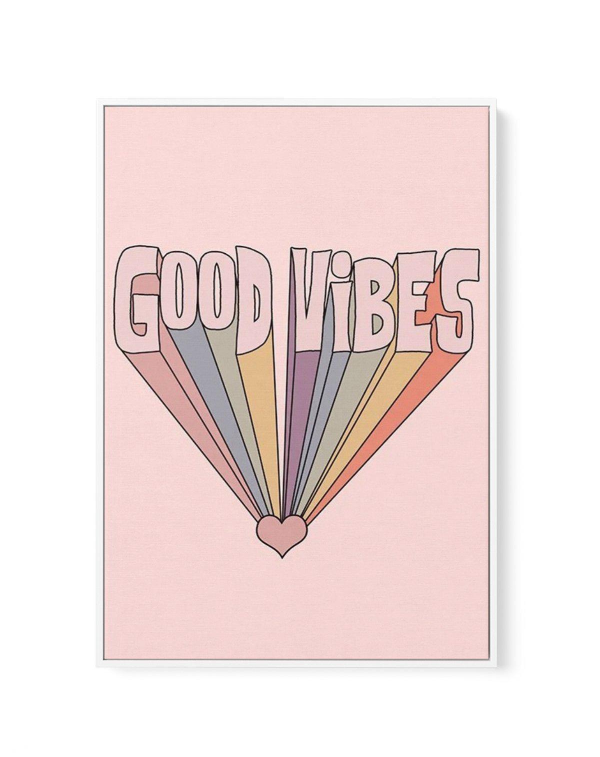 Good Vibes Retro | Framed Canvas-CANVAS-You can shop wall art online with Olive et Oriel for everything from abstract art to fun kids wall art. Our beautiful modern art prints and canvas art are available from large canvas prints to wall art paintings and our proudly Australian artwork collection offers only the highest quality framed large wall art and canvas art Australia - You can buy fashion photography prints or Hampton print posters and paintings on canvas from Olive et Oriel and have them