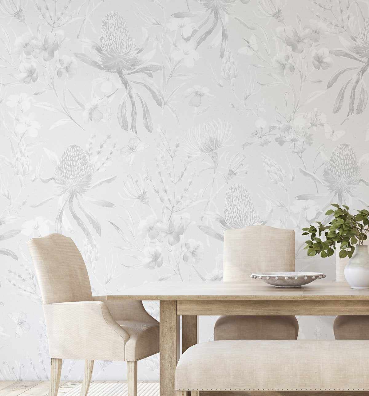 Grey Banksia Wallpaper Mural - Olive et Oriel