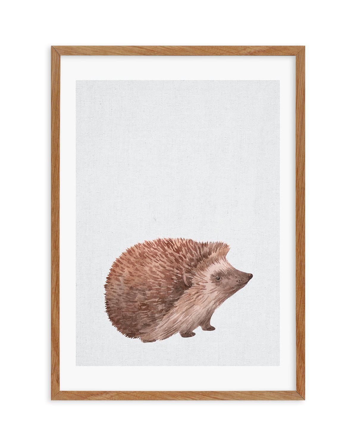 Hedgehog on Linen I Art Print-PRINT-Olive et Oriel-Olive et Oriel-50x70 cm | 19.6" x 27.5"-Walnut-With White Border-Buy-Australian-Art-Prints-Online-with-Olive-et-Oriel-Your-Artwork-Specialists-Austrailia-Decorate-With-Coastal-Photo-Wall-Art-Prints-From-Our-Beach-House-Artwork-Collection-Fine-Poster-and-Framed-Artwork