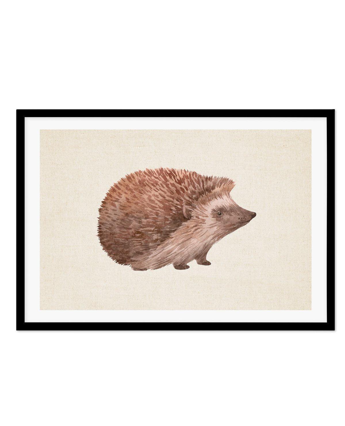 Hedgehog on Linen I | LS Art Print-PRINT-Olive et Oriel-Olive et Oriel-A5 | 5.8" x 8.3" | 14.8 x 21cm-Black-With White Border-Buy-Australian-Art-Prints-Online-with-Olive-et-Oriel-Your-Artwork-Specialists-Austrailia-Decorate-With-Coastal-Photo-Wall-Art-Prints-From-Our-Beach-House-Artwork-Collection-Fine-Poster-and-Framed-Artwork