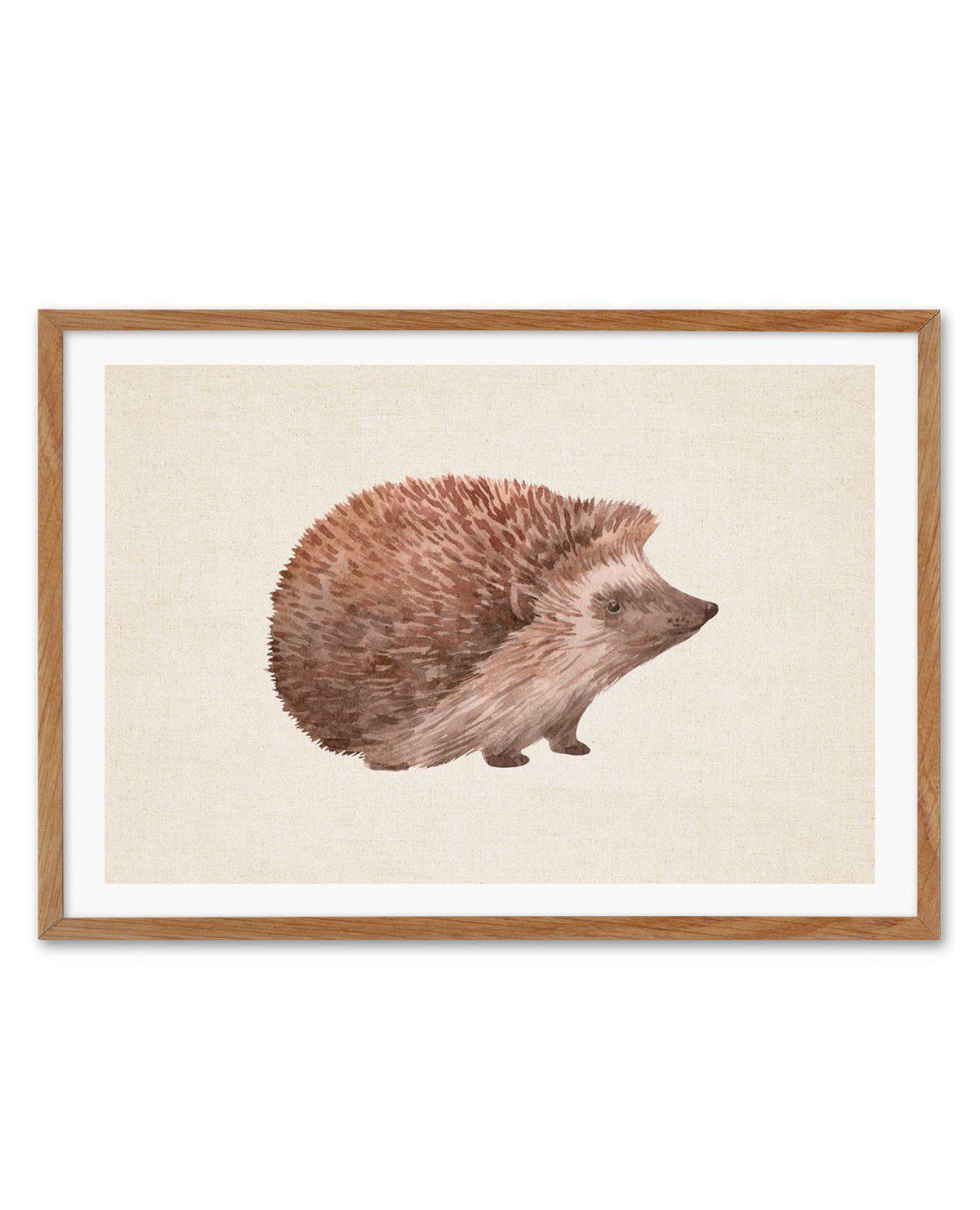 Hedgehog on Linen I | LS Art Print-PRINT-Olive et Oriel-Olive et Oriel-50x70 cm | 19.6" x 27.5"-Walnut-With White Border-Buy-Australian-Art-Prints-Online-with-Olive-et-Oriel-Your-Artwork-Specialists-Austrailia-Decorate-With-Coastal-Photo-Wall-Art-Prints-From-Our-Beach-House-Artwork-Collection-Fine-Poster-and-Framed-Artwork