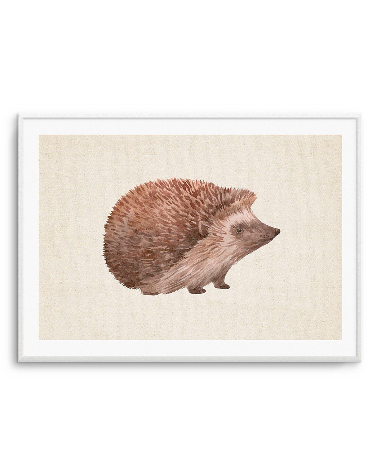 Hedgehog on Linen I | LS Art Print-PRINT-Olive et Oriel-Olive et Oriel-A5 | 5.8" x 8.3" | 14.8 x 21cm-Unframed Art Print-With White Border-Buy-Australian-Art-Prints-Online-with-Olive-et-Oriel-Your-Artwork-Specialists-Austrailia-Decorate-With-Coastal-Photo-Wall-Art-Prints-From-Our-Beach-House-Artwork-Collection-Fine-Poster-and-Framed-Artwork