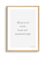 Heels, Head & Standards High | Coco Chanel Art Print-PRINT-Olive et Oriel-Olive et Oriel-A5 | 5.8" x 8.3" | 14.8 x 21cm-Oak-With White Border-Buy-Australian-Art-Prints-Online-with-Olive-et-Oriel-Your-Artwork-Specialists-Austrailia-Decorate-With-Coastal-Photo-Wall-Art-Prints-From-Our-Beach-House-Artwork-Collection-Fine-Poster-and-Framed-Artwork