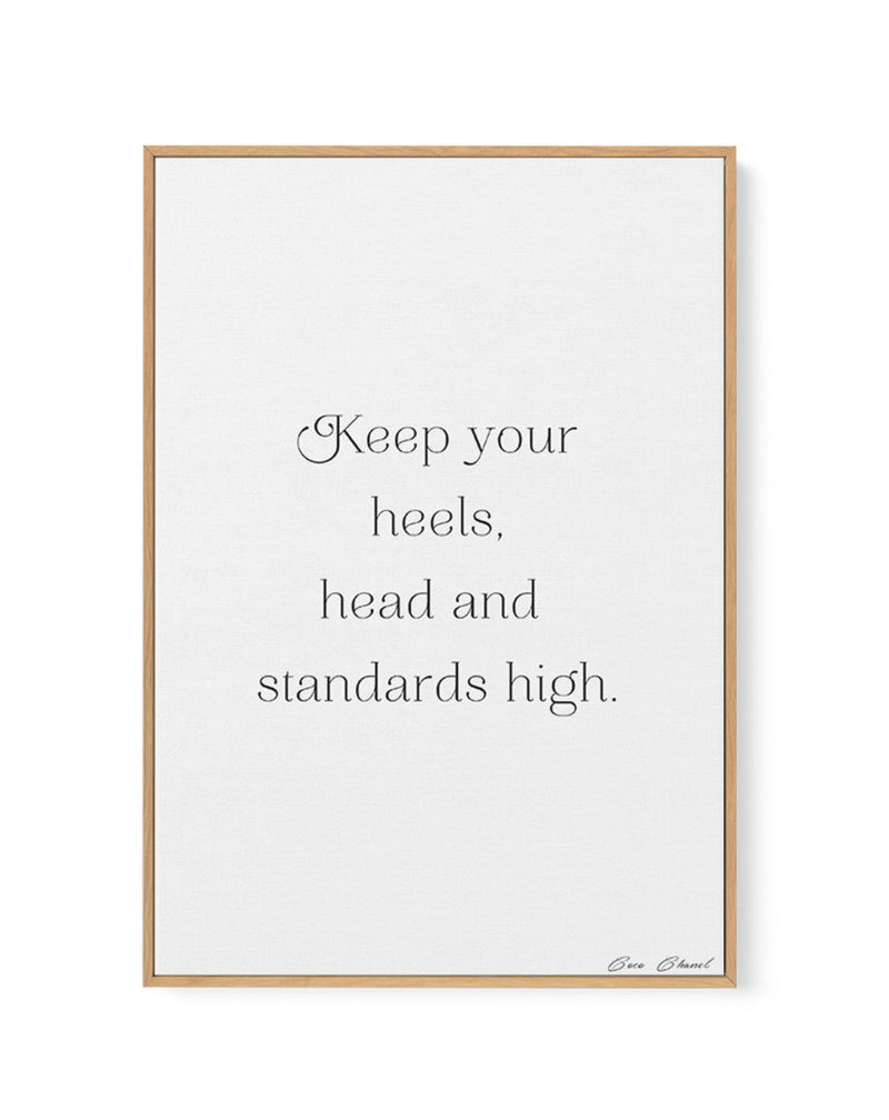 SHOP Heels, Head & Standards High  Coco Chanel Typographic Fashion Quote  Framed Canvas Artwork – Olive et Oriel
