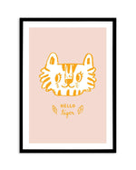 Hello Tiger Art Print-PRINT-Olive et Oriel-Olive et Oriel-A5 | 5.8" x 8.3" | 14.8 x 21cm-Black-With White Border-Buy-Australian-Art-Prints-Online-with-Olive-et-Oriel-Your-Artwork-Specialists-Austrailia-Decorate-With-Coastal-Photo-Wall-Art-Prints-From-Our-Beach-House-Artwork-Collection-Fine-Poster-and-Framed-Artwork