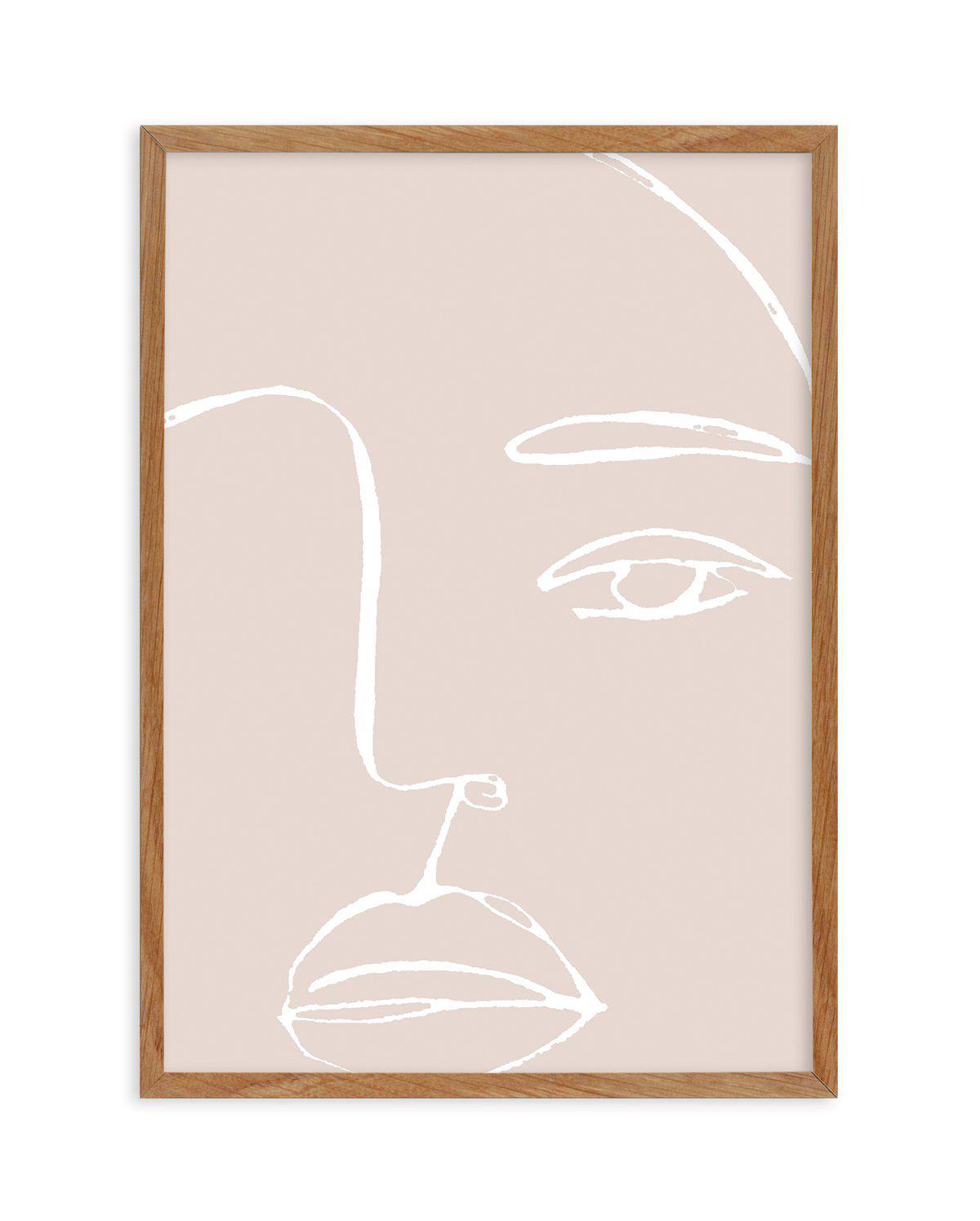 Her Face | Line Art Art Print-PRINT-Olive et Oriel-Olive et Oriel-50x70 cm | 19.6" x 27.5"-Walnut-With White Border-Buy-Australian-Art-Prints-Online-with-Olive-et-Oriel-Your-Artwork-Specialists-Austrailia-Decorate-With-Coastal-Photo-Wall-Art-Prints-From-Our-Beach-House-Artwork-Collection-Fine-Poster-and-Framed-Artwork