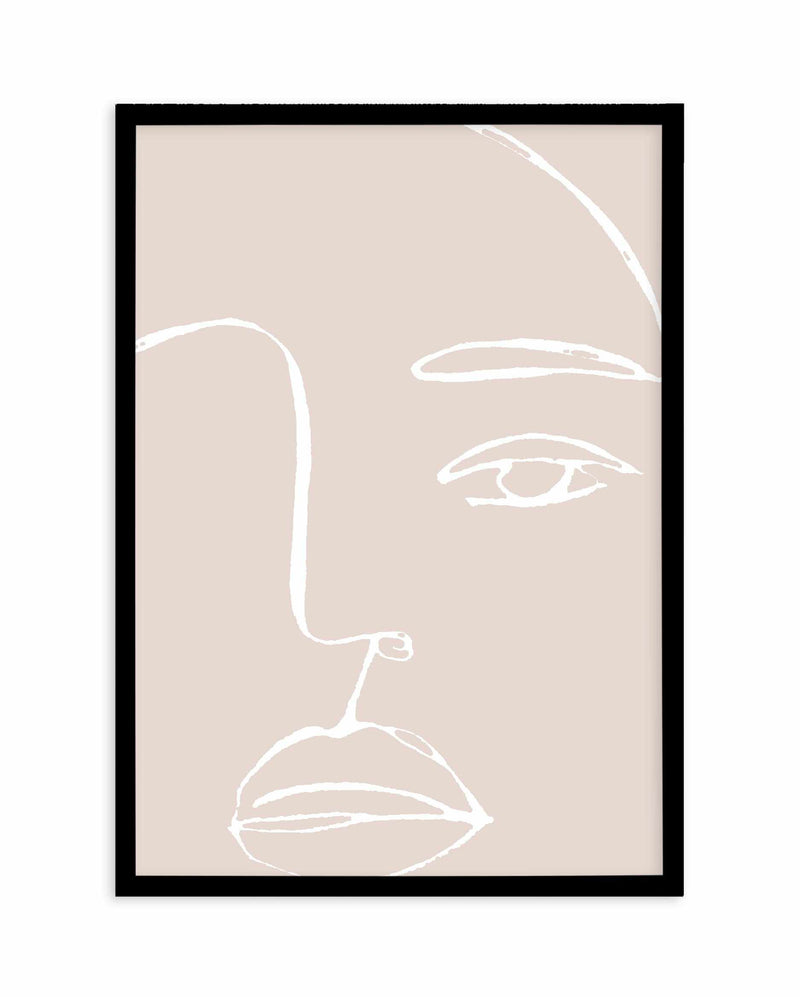 Her Face | Line Art Art Print-PRINT-Olive et Oriel-Olive et Oriel-A5 | 5.8" x 8.3" | 14.8 x 21cm-Black-With White Border-Buy-Australian-Art-Prints-Online-with-Olive-et-Oriel-Your-Artwork-Specialists-Austrailia-Decorate-With-Coastal-Photo-Wall-Art-Prints-From-Our-Beach-House-Artwork-Collection-Fine-Poster-and-Framed-Artwork