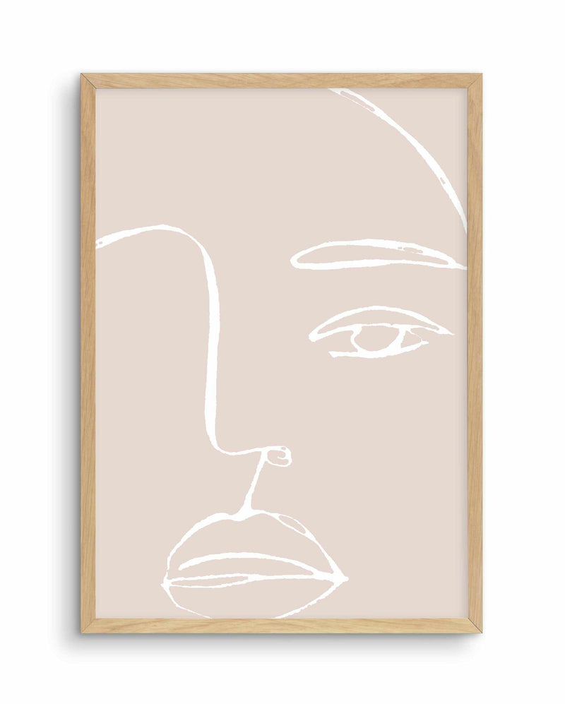Her Face | Line Art Art Print-PRINT-Olive et Oriel-Olive et Oriel-A5 | 5.8" x 8.3" | 14.8 x 21cm-Oak-With White Border-Buy-Australian-Art-Prints-Online-with-Olive-et-Oriel-Your-Artwork-Specialists-Austrailia-Decorate-With-Coastal-Photo-Wall-Art-Prints-From-Our-Beach-House-Artwork-Collection-Fine-Poster-and-Framed-Artwork