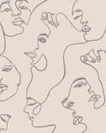 Faces in Ecru Wallpaper