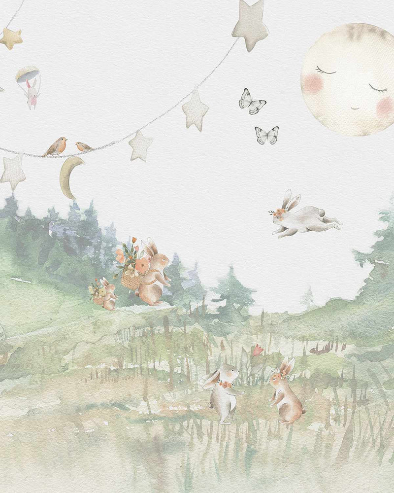 Sweet Bunny Friends Wallpaper Mural