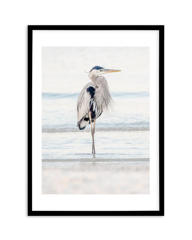 Heron No I Art Print-PRINT-Olive et Oriel-Olive et Oriel-A5 | 5.8" x 8.3" | 14.8 x 21cm-Black-With White Border-Buy-Australian-Art-Prints-Online-with-Olive-et-Oriel-Your-Artwork-Specialists-Austrailia-Decorate-With-Coastal-Photo-Wall-Art-Prints-From-Our-Beach-House-Artwork-Collection-Fine-Poster-and-Framed-Artwork