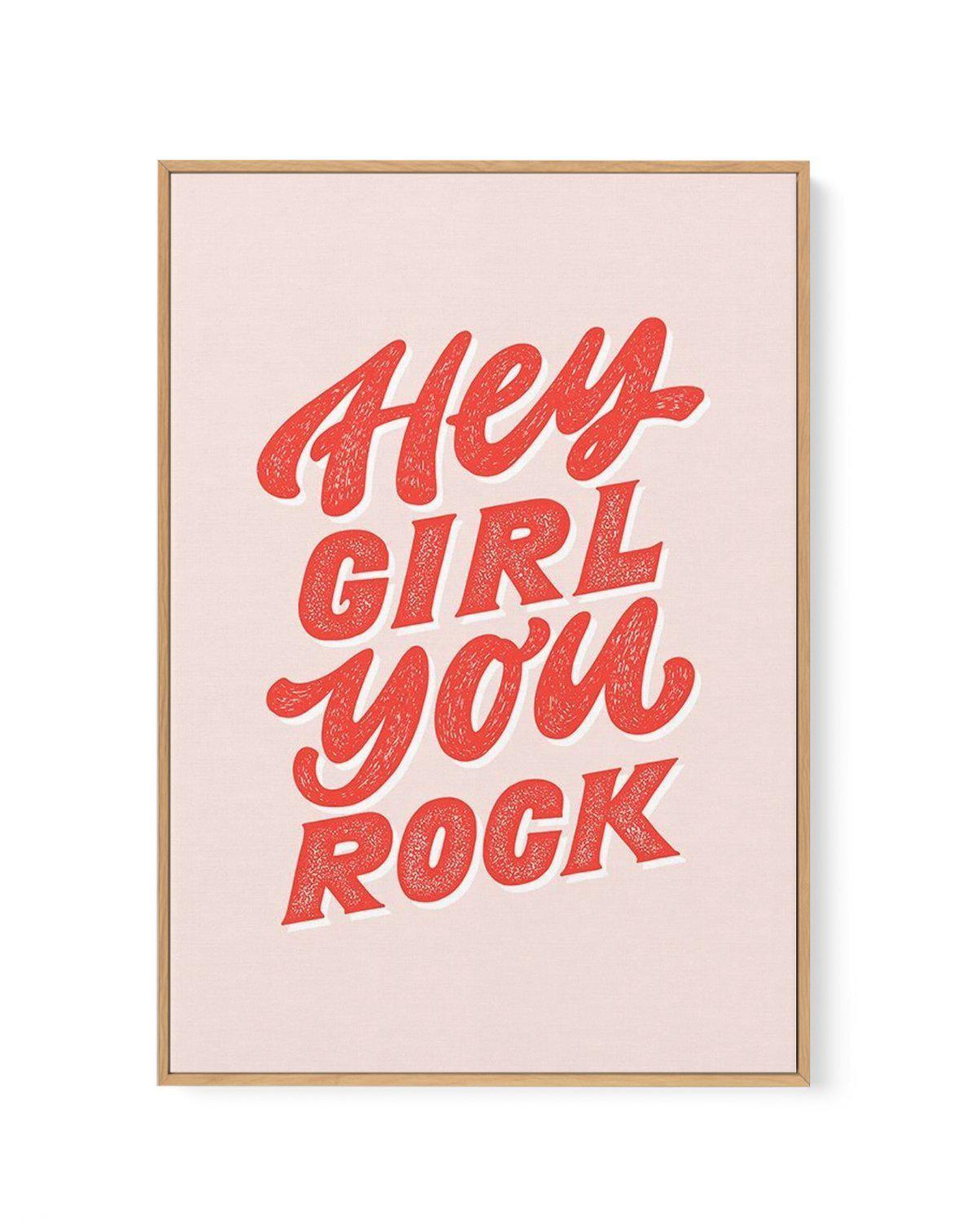 Hey Girl, You Rock | Framed Canvas-CANVAS-You can shop wall art online with Olive et Oriel for everything from abstract art to fun kids wall art. Our beautiful modern art prints and canvas art are available from large canvas prints to wall art paintings and our proudly Australian artwork collection offers only the highest quality framed large wall art and canvas art Australia - You can buy fashion photography prints or Hampton print posters and paintings on canvas from Olive et Oriel and have th