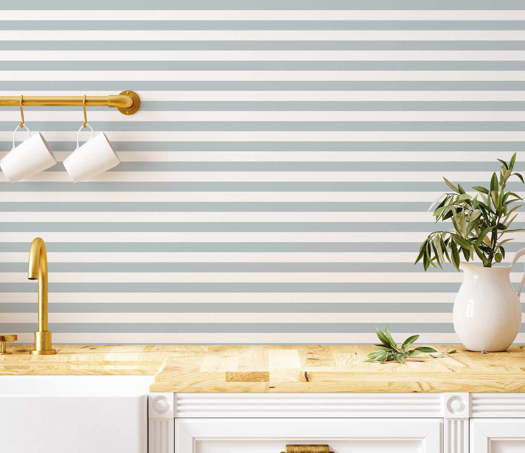 Horizontal Stripe in Hampton Wallpaper