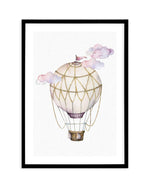 Hot Air Balloon | Pink Art Print-PRINT-Olive et Oriel-Olive et Oriel-A5 | 5.8" x 8.3" | 14.8 x 21cm-Black-With White Border-Buy-Australian-Art-Prints-Online-with-Olive-et-Oriel-Your-Artwork-Specialists-Austrailia-Decorate-With-Coastal-Photo-Wall-Art-Prints-From-Our-Beach-House-Artwork-Collection-Fine-Poster-and-Framed-Artwork