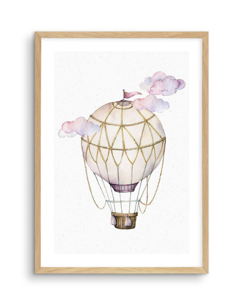 Hot Air Balloon | Pink Art Print-PRINT-Olive et Oriel-Olive et Oriel-A5 | 5.8" x 8.3" | 14.8 x 21cm-Oak-With White Border-Buy-Australian-Art-Prints-Online-with-Olive-et-Oriel-Your-Artwork-Specialists-Austrailia-Decorate-With-Coastal-Photo-Wall-Art-Prints-From-Our-Beach-House-Artwork-Collection-Fine-Poster-and-Framed-Artwork