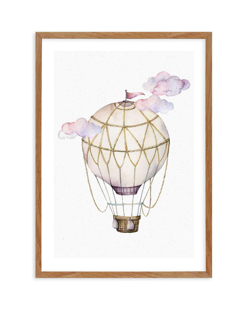 Hot Air Balloon | Pink Art Print-PRINT-Olive et Oriel-Olive et Oriel-50x70 cm | 19.6" x 27.5"-Walnut-With White Border-Buy-Australian-Art-Prints-Online-with-Olive-et-Oriel-Your-Artwork-Specialists-Austrailia-Decorate-With-Coastal-Photo-Wall-Art-Prints-From-Our-Beach-House-Artwork-Collection-Fine-Poster-and-Framed-Artwork