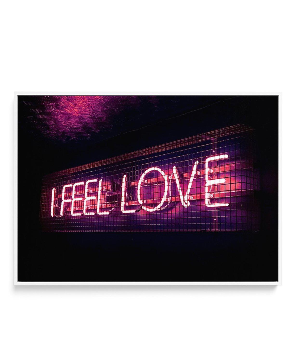 I Feel Love | Neon | Framed Canvas-CANVAS-You can shop wall art online with Olive et Oriel for everything from abstract art to fun kids wall art. Our beautiful modern art prints and canvas art are available from large canvas prints to wall art paintings and our proudly Australian artwork collection offers only the highest quality framed large wall art and canvas art Australia - You can buy fashion photography prints or Hampton print posters and paintings on canvas from Olive et Oriel and have th