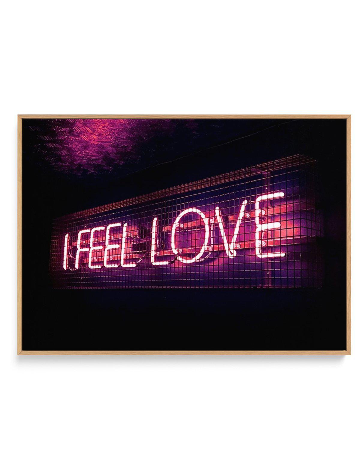 I Feel Love | Neon | Framed Canvas-CANVAS-You can shop wall art online with Olive et Oriel for everything from abstract art to fun kids wall art. Our beautiful modern art prints and canvas art are available from large canvas prints to wall art paintings and our proudly Australian artwork collection offers only the highest quality framed large wall art and canvas art Australia - You can buy fashion photography prints or Hampton print posters and paintings on canvas from Olive et Oriel and have th