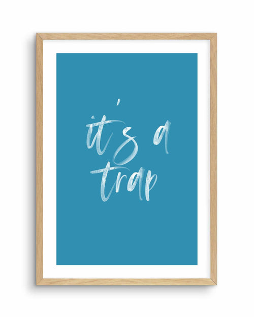 It's A Trap | Ocean Blue Art Print-PRINT-Olive et Oriel-Olive et Oriel | Art Prints & Posters Online-A4 | 8.3" x 11.7" | 21 x 29.7cm-Oak-With White Border-Buy-Australian-Art-Prints-Online-with-Olive-et-Oriel-Your-Artwork-Specialists-Austrailia-Decorate-With-Coastal-Photo-Wall-Art-Prints-From-Our-Beach-House-Artwork-Collection-Fine-Poster-and-Framed-Artwork