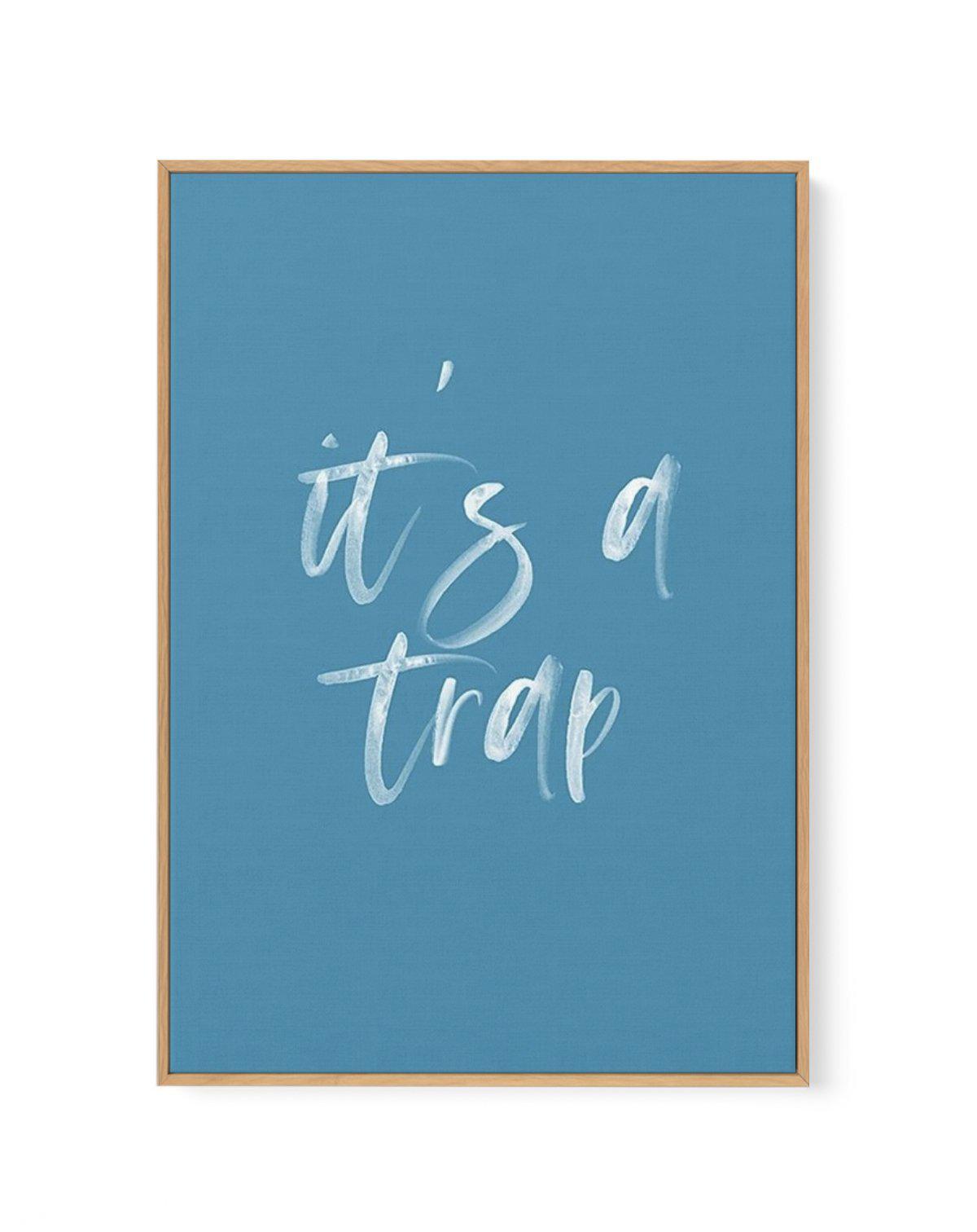 It's A Trap | Ocean Blue | Framed Canvas-CANVAS-You can shop wall art online with Olive et Oriel for everything from abstract art to fun kids wall art. Our beautiful modern art prints and canvas art are available from large canvas prints to wall art paintings and our proudly Australian artwork collection offers only the highest quality framed large wall art and canvas art Australia - You can buy fashion photography prints or Hampton print posters and paintings on canvas from Olive et Oriel and h