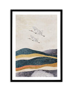 Japanese Vintage Cranes II Art Print-PRINT-Olive et Oriel-Olive et Oriel-A5 | 5.8" x 8.3" | 14.8 x 21cm-Black-With White Border-Buy-Australian-Art-Prints-Online-with-Olive-et-Oriel-Your-Artwork-Specialists-Austrailia-Decorate-With-Coastal-Photo-Wall-Art-Prints-From-Our-Beach-House-Artwork-Collection-Fine-Poster-and-Framed-Artwork