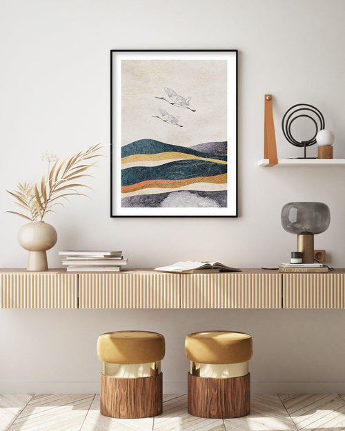 Japanese Vintage Cranes II Art Print-PRINT-Olive et Oriel-Olive et Oriel-Buy-Australian-Art-Prints-Online-with-Olive-et-Oriel-Your-Artwork-Specialists-Austrailia-Decorate-With-Coastal-Photo-Wall-Art-Prints-From-Our-Beach-House-Artwork-Collection-Fine-Poster-and-Framed-Artwork
