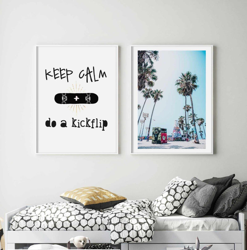 Keep Calm + Do A Kickflip Art Print-PRINT-Olive et Oriel-Olive et Oriel-Buy-Australian-Art-Prints-Online-with-Olive-et-Oriel-Your-Artwork-Specialists-Austrailia-Decorate-With-Coastal-Photo-Wall-Art-Prints-From-Our-Beach-House-Artwork-Collection-Fine-Poster-and-Framed-Artwork