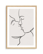 Kiss Line Art Art Print-PRINT-Olive et Oriel-Olive et Oriel-A5 | 5.8" x 8.3" | 14.8 x 21cm-Oak-With White Border-Buy-Australian-Art-Prints-Online-with-Olive-et-Oriel-Your-Artwork-Specialists-Austrailia-Decorate-With-Coastal-Photo-Wall-Art-Prints-From-Our-Beach-House-Artwork-Collection-Fine-Poster-and-Framed-Artwork