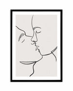 Kiss Line Art Art Print-PRINT-Olive et Oriel-Olive et Oriel-A5 | 5.8" x 8.3" | 14.8 x 21cm-Black-With White Border-Buy-Australian-Art-Prints-Online-with-Olive-et-Oriel-Your-Artwork-Specialists-Austrailia-Decorate-With-Coastal-Photo-Wall-Art-Prints-From-Our-Beach-House-Artwork-Collection-Fine-Poster-and-Framed-Artwork
