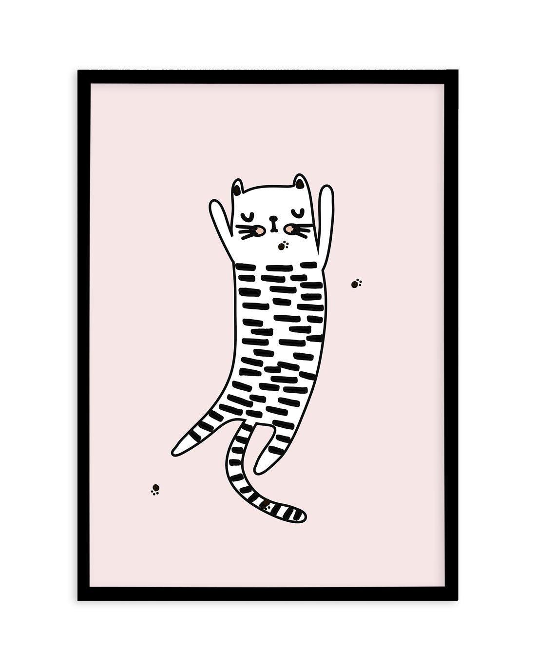 Kitty Kat I | Pink Art Print-PRINT-Olive et Oriel-Olive et Oriel-A5 | 5.8" x 8.3" | 14.8 x 21cm-Black-With White Border-Buy-Australian-Art-Prints-Online-with-Olive-et-Oriel-Your-Artwork-Specialists-Austrailia-Decorate-With-Coastal-Photo-Wall-Art-Prints-From-Our-Beach-House-Artwork-Collection-Fine-Poster-and-Framed-Artwork