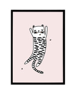 Kitty Kat I | Pink Art Print-PRINT-Olive et Oriel-Olive et Oriel-A5 | 5.8" x 8.3" | 14.8 x 21cm-Black-With White Border-Buy-Australian-Art-Prints-Online-with-Olive-et-Oriel-Your-Artwork-Specialists-Austrailia-Decorate-With-Coastal-Photo-Wall-Art-Prints-From-Our-Beach-House-Artwork-Collection-Fine-Poster-and-Framed-Artwork