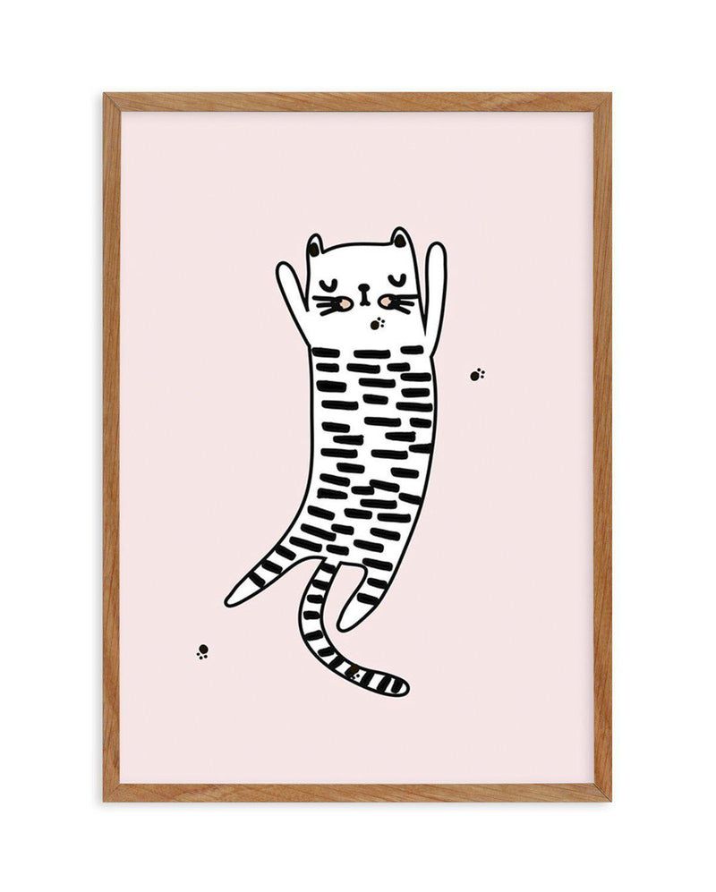 Kitty Kat I | Pink Art Print-PRINT-Olive et Oriel-Olive et Oriel-50x70 cm | 19.6" x 27.5"-Walnut-With White Border-Buy-Australian-Art-Prints-Online-with-Olive-et-Oriel-Your-Artwork-Specialists-Austrailia-Decorate-With-Coastal-Photo-Wall-Art-Prints-From-Our-Beach-House-Artwork-Collection-Fine-Poster-and-Framed-Artwork