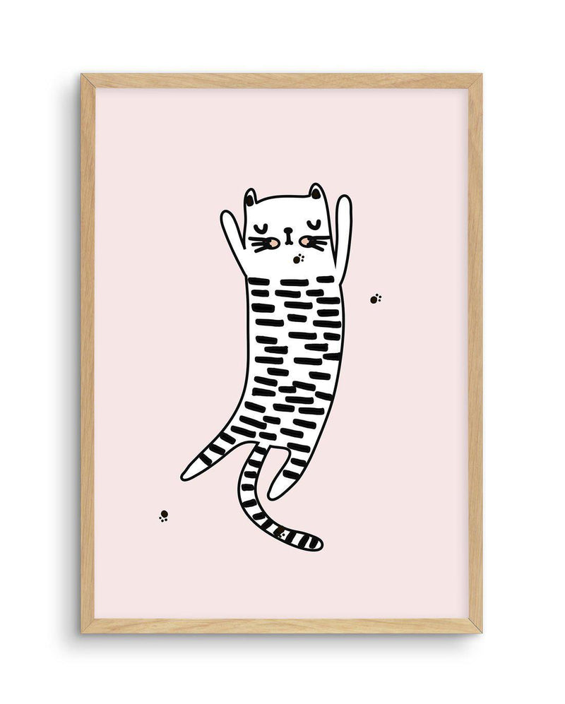 Kitty Kat I | Pink Art Print-PRINT-Olive et Oriel-Olive et Oriel-A5 | 5.8" x 8.3" | 14.8 x 21cm-Oak-With White Border-Buy-Australian-Art-Prints-Online-with-Olive-et-Oriel-Your-Artwork-Specialists-Austrailia-Decorate-With-Coastal-Photo-Wall-Art-Prints-From-Our-Beach-House-Artwork-Collection-Fine-Poster-and-Framed-Artwork