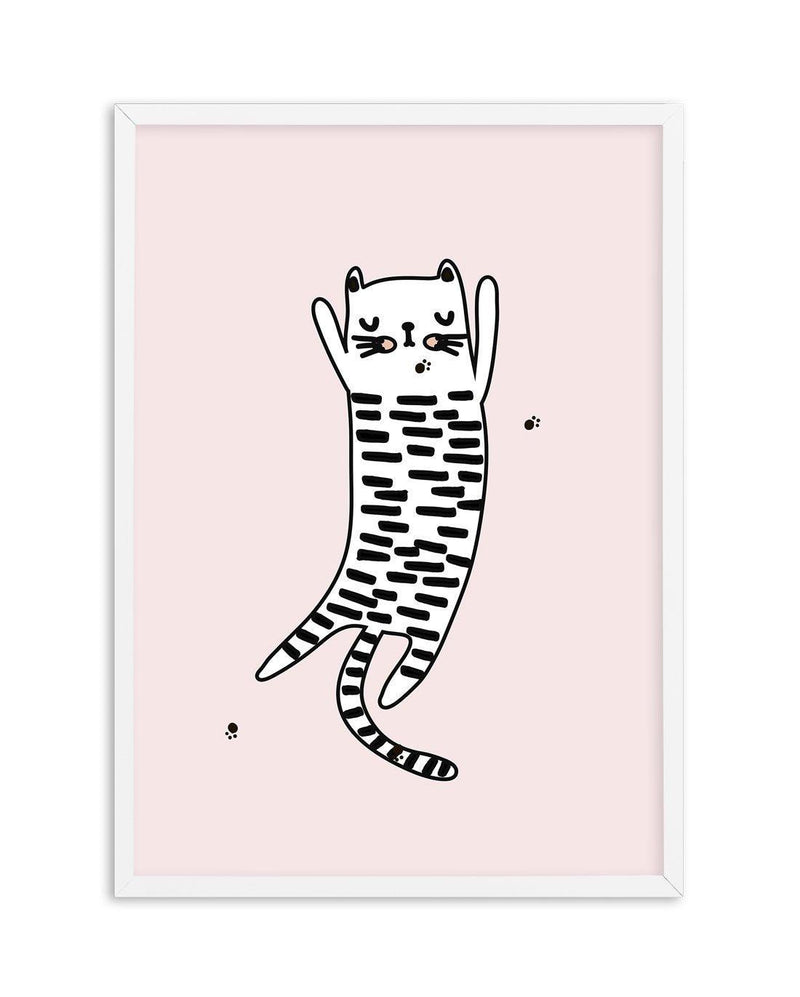 Kitty Kat I | Pink Art Print-PRINT-Olive et Oriel-Olive et Oriel-A5 | 5.8" x 8.3" | 14.8 x 21cm-White-With White Border-Buy-Australian-Art-Prints-Online-with-Olive-et-Oriel-Your-Artwork-Specialists-Austrailia-Decorate-With-Coastal-Photo-Wall-Art-Prints-From-Our-Beach-House-Artwork-Collection-Fine-Poster-and-Framed-Artwork