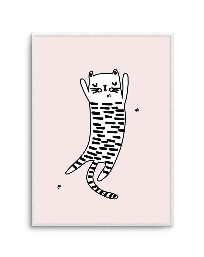 Kitty Kat I | Pink Art Print-PRINT-Olive et Oriel-Olive et Oriel-A5 | 5.8" x 8.3" | 14.8 x 21cm-Unframed Art Print-With White Border-Buy-Australian-Art-Prints-Online-with-Olive-et-Oriel-Your-Artwork-Specialists-Austrailia-Decorate-With-Coastal-Photo-Wall-Art-Prints-From-Our-Beach-House-Artwork-Collection-Fine-Poster-and-Framed-Artwork