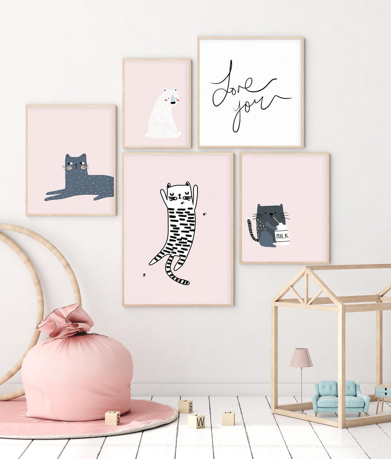 Kitty Kat I | Pink Art Print-PRINT-Olive et Oriel-Olive et Oriel-Buy-Australian-Art-Prints-Online-with-Olive-et-Oriel-Your-Artwork-Specialists-Austrailia-Decorate-With-Coastal-Photo-Wall-Art-Prints-From-Our-Beach-House-Artwork-Collection-Fine-Poster-and-Framed-Artwork