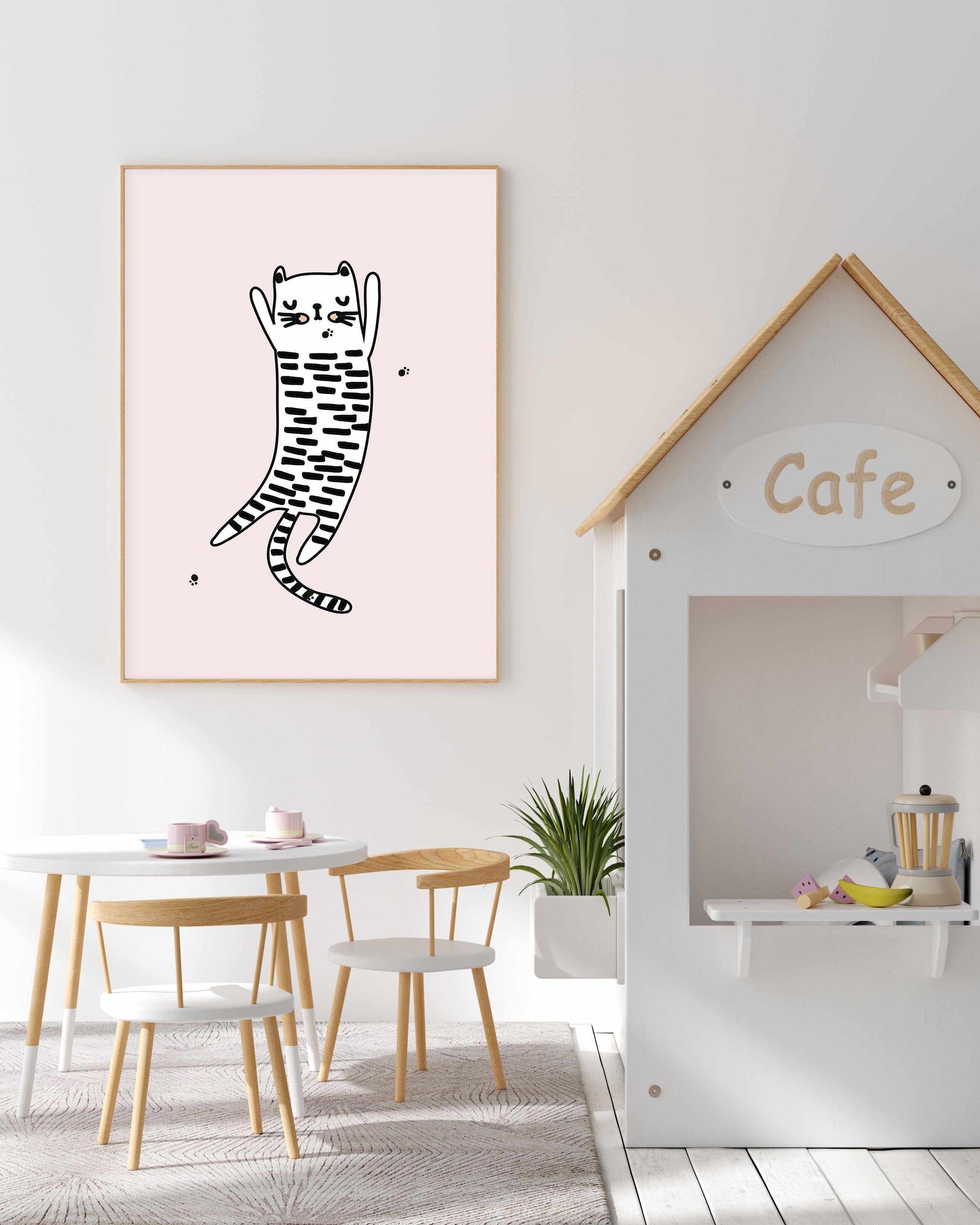 Kitty Kat I | Pink Art Print-PRINT-Olive et Oriel-Olive et Oriel-Buy-Australian-Art-Prints-Online-with-Olive-et-Oriel-Your-Artwork-Specialists-Austrailia-Decorate-With-Coastal-Photo-Wall-Art-Prints-From-Our-Beach-House-Artwork-Collection-Fine-Poster-and-Framed-Artwork