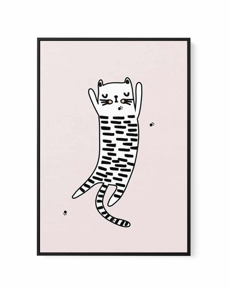 Kitty Kat I | Pink | Framed Canvas-CANVAS-You can shop wall art online with Olive et Oriel for everything from abstract art to fun kids wall art. Our beautiful modern art prints and canvas art are available from large canvas prints to wall art paintings and our proudly Australian artwork collection offers only the highest quality framed large wall art and canvas art Australia - You can buy fashion photography prints or Hampton print posters and paintings on canvas from Olive et Oriel and have th