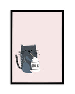 Kitty Kat II | Pink Art Print-PRINT-Olive et Oriel-Olive et Oriel-A5 | 5.8" x 8.3" | 14.8 x 21cm-Black-With White Border-Buy-Australian-Art-Prints-Online-with-Olive-et-Oriel-Your-Artwork-Specialists-Austrailia-Decorate-With-Coastal-Photo-Wall-Art-Prints-From-Our-Beach-House-Artwork-Collection-Fine-Poster-and-Framed-Artwork