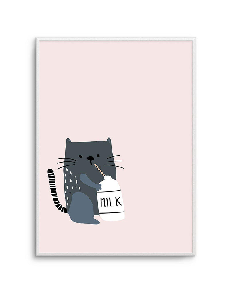 Kitty Kat II | Pink Art Print-PRINT-Olive et Oriel-Olive et Oriel-A5 | 5.8" x 8.3" | 14.8 x 21cm-Unframed Art Print-With White Border-Buy-Australian-Art-Prints-Online-with-Olive-et-Oriel-Your-Artwork-Specialists-Austrailia-Decorate-With-Coastal-Photo-Wall-Art-Prints-From-Our-Beach-House-Artwork-Collection-Fine-Poster-and-Framed-Artwork