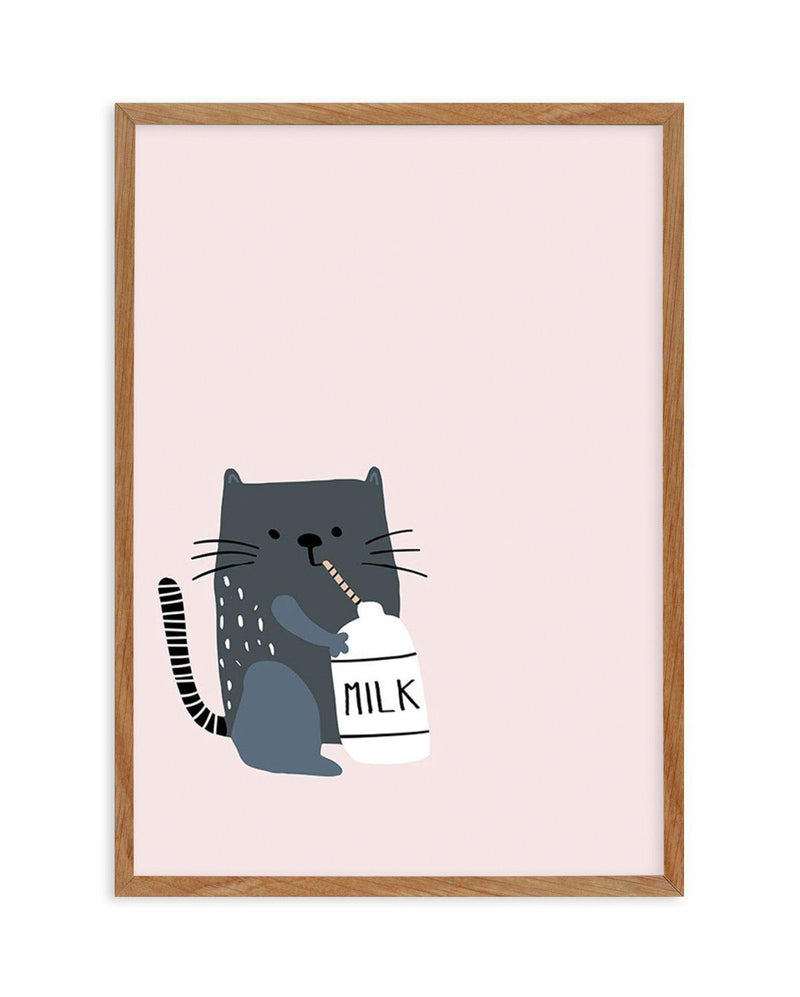 Kitty Kat II | Pink Art Print-PRINT-Olive et Oriel-Olive et Oriel-50x70 cm | 19.6" x 27.5"-Walnut-With White Border-Buy-Australian-Art-Prints-Online-with-Olive-et-Oriel-Your-Artwork-Specialists-Austrailia-Decorate-With-Coastal-Photo-Wall-Art-Prints-From-Our-Beach-House-Artwork-Collection-Fine-Poster-and-Framed-Artwork