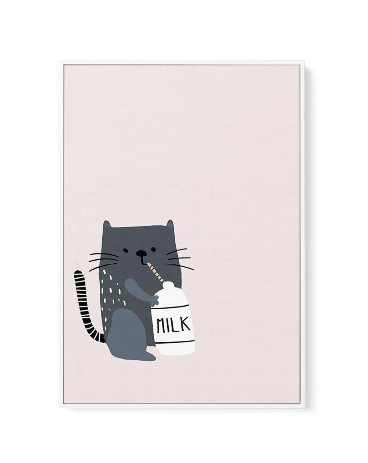 Kitty Kat II | Pink | Framed Canvas-CANVAS-You can shop wall art online with Olive et Oriel for everything from abstract art to fun kids wall art. Our beautiful modern art prints and canvas art are available from large canvas prints to wall art paintings and our proudly Australian artwork collection offers only the highest quality framed large wall art and canvas art Australia - You can buy fashion photography prints or Hampton print posters and paintings on canvas from Olive et Oriel and have t