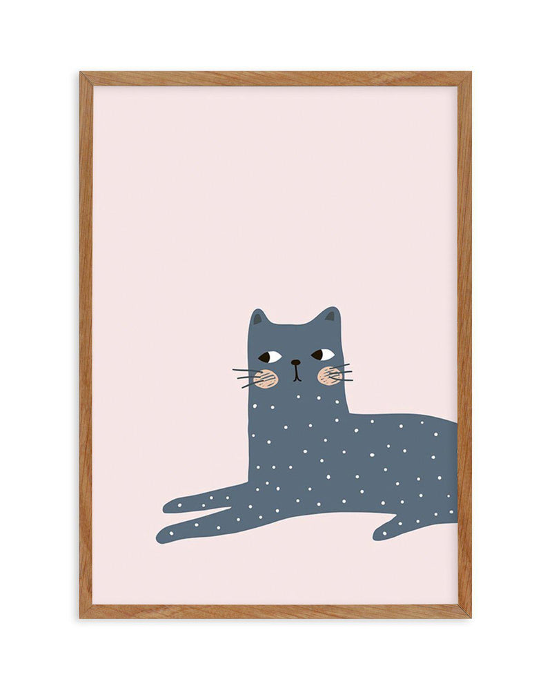Kitty Kat III | Pink Art Print-PRINT-Olive et Oriel-Olive et Oriel-50x70 cm | 19.6" x 27.5"-Walnut-With White Border-Buy-Australian-Art-Prints-Online-with-Olive-et-Oriel-Your-Artwork-Specialists-Austrailia-Decorate-With-Coastal-Photo-Wall-Art-Prints-From-Our-Beach-House-Artwork-Collection-Fine-Poster-and-Framed-Artwork