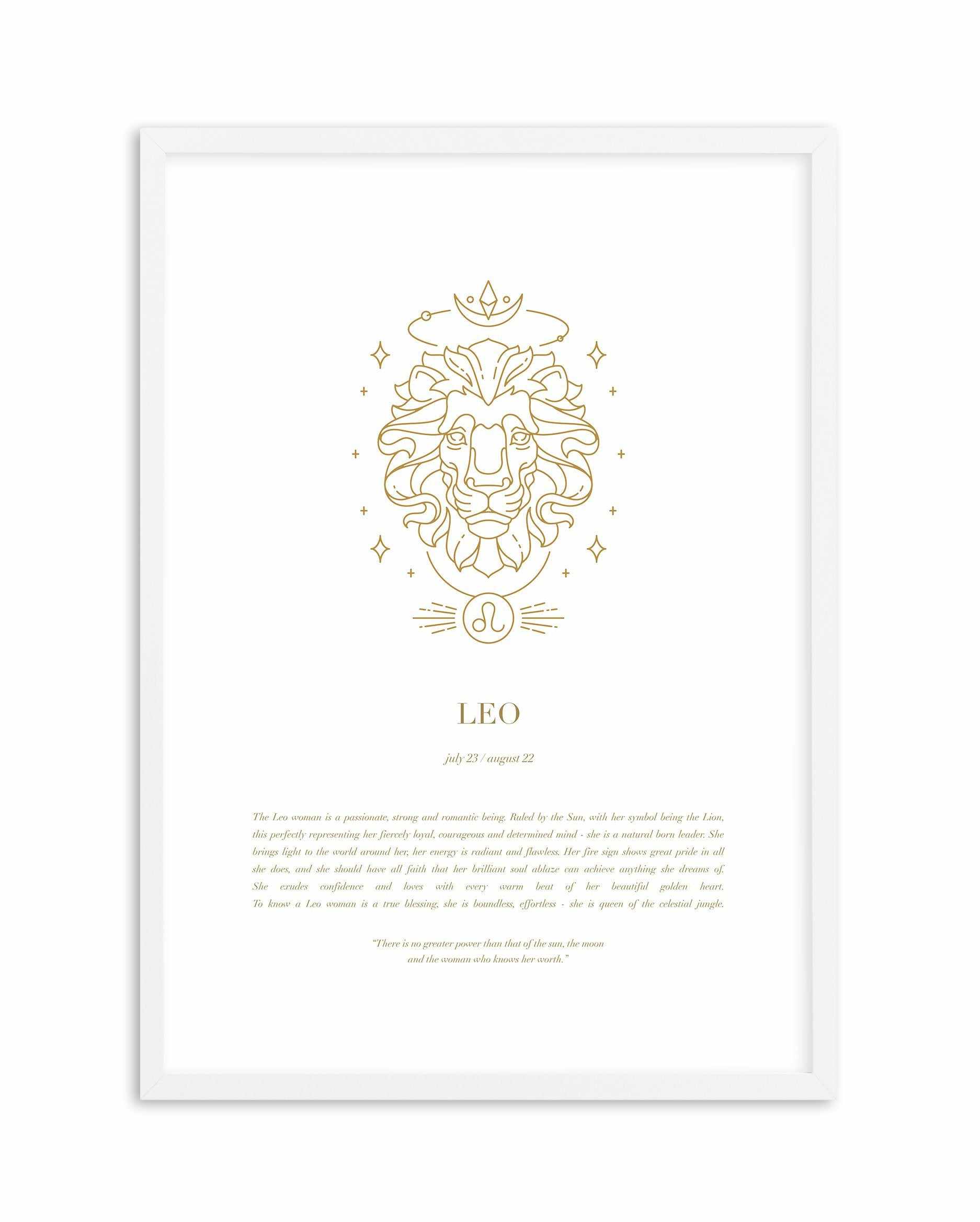 Leo | Celestial Zodiac Art Print-PRINT-Olive et Oriel-Olive et Oriel-A4 | 8.3" x 11.7" | 21 x 29.7cm-White-With White Border-Buy-Australian-Art-Prints-Online-with-Olive-et-Oriel-Your-Artwork-Specialists-Austrailia-Decorate-With-Coastal-Photo-Wall-Art-Prints-From-Our-Beach-House-Artwork-Collection-Fine-Poster-and-Framed-Artwork